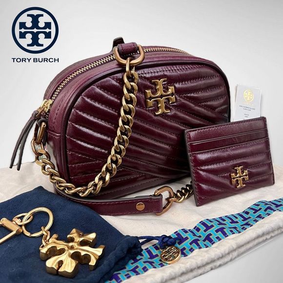 AUTHENTICATED New Tory Burch 3-pc Kira Set: Camera Bag, Card Case, & Bag Charm